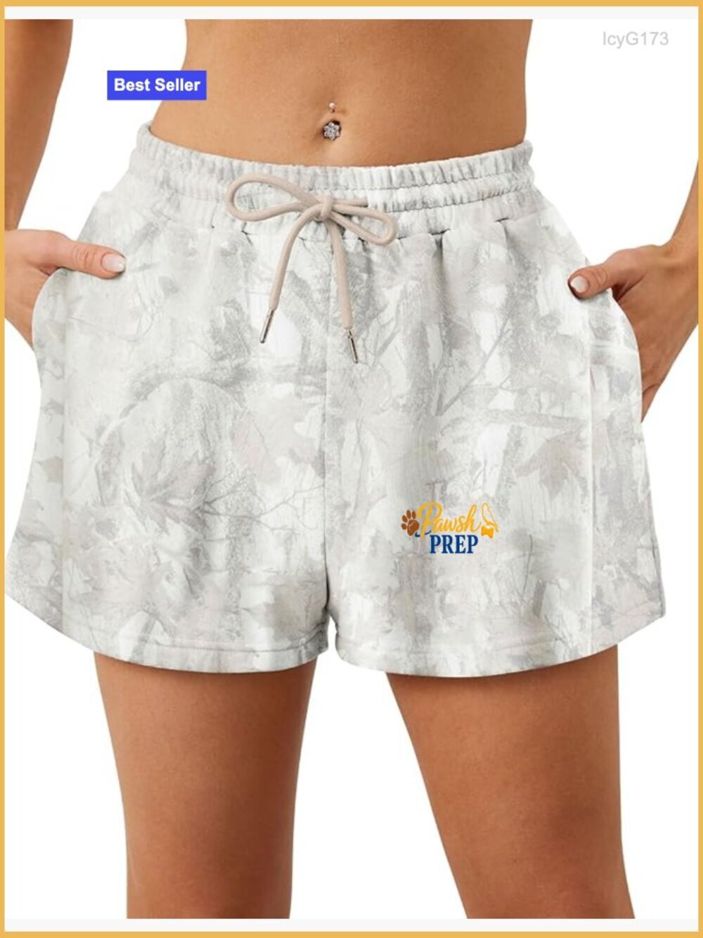 Women's Camo Sweat Shorts with Pockets Elastic Waist Drawstring
